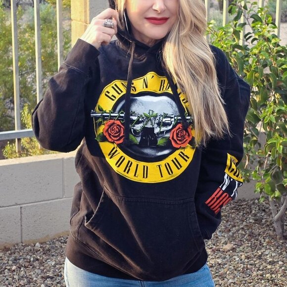 MJ Apparel Activewear Guns & Roses Black Rock Band Sweatshirt/Hoodie Women's M - Picture 15 of 16